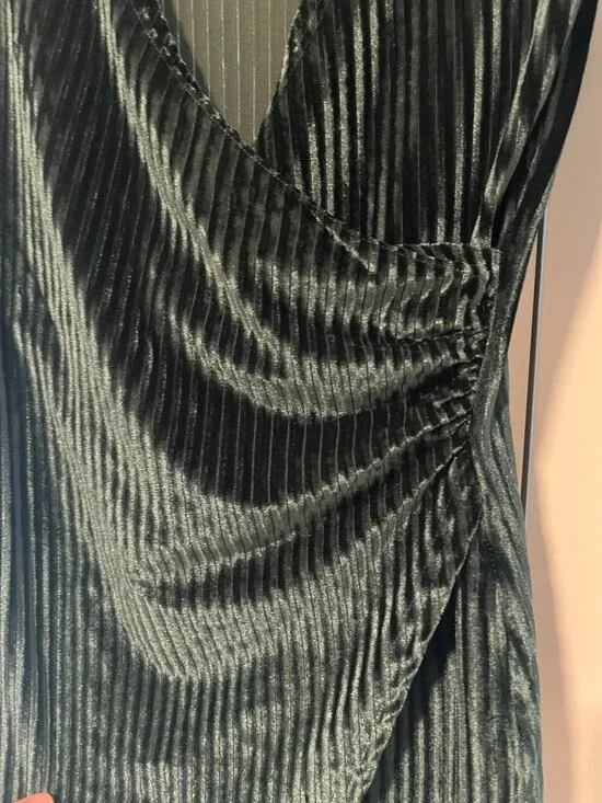 CBR Deep Green Velvet Long Sleeve Dress S / US 4-6 - Picture 3 of 6